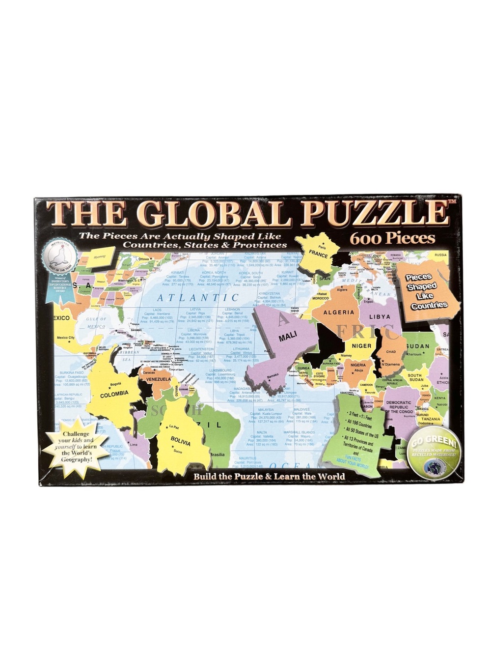 The Global Puzzle 600-Piece World Map Puzzle Age 8 Plus Puzzles Educational Toys